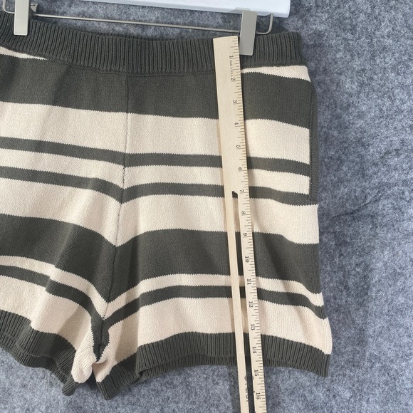 Anthropologie Shorts Small Green Striped Knit Lounge High Rise Saturday Sunday - Picture 10 of 12